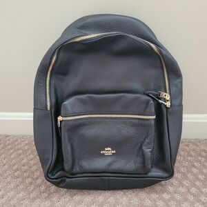 NWOT Coach Black Pebbled Leather Backpack